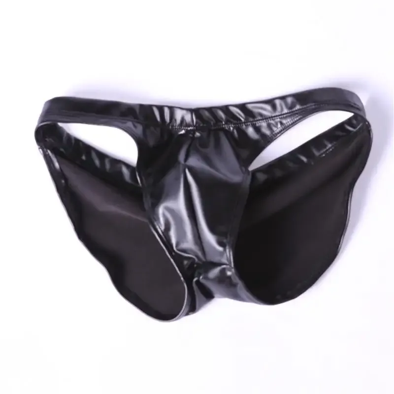 Celana Renang Mengkilap Minyak Busa PU Elastis Bokong Rendah Pengangkat Bikini Slip Shirring Jahitan Selangkangan Pakaian Dalam Celana Pendek Mandi