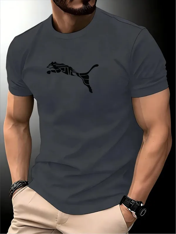 T-shirt con stampa leopardata di volpe di moda da uomo di lusso di nuova estate T-shirt girocollo tendenza casual Y2K T-shirt sportiva di fitness di alta qualità di fascia alta