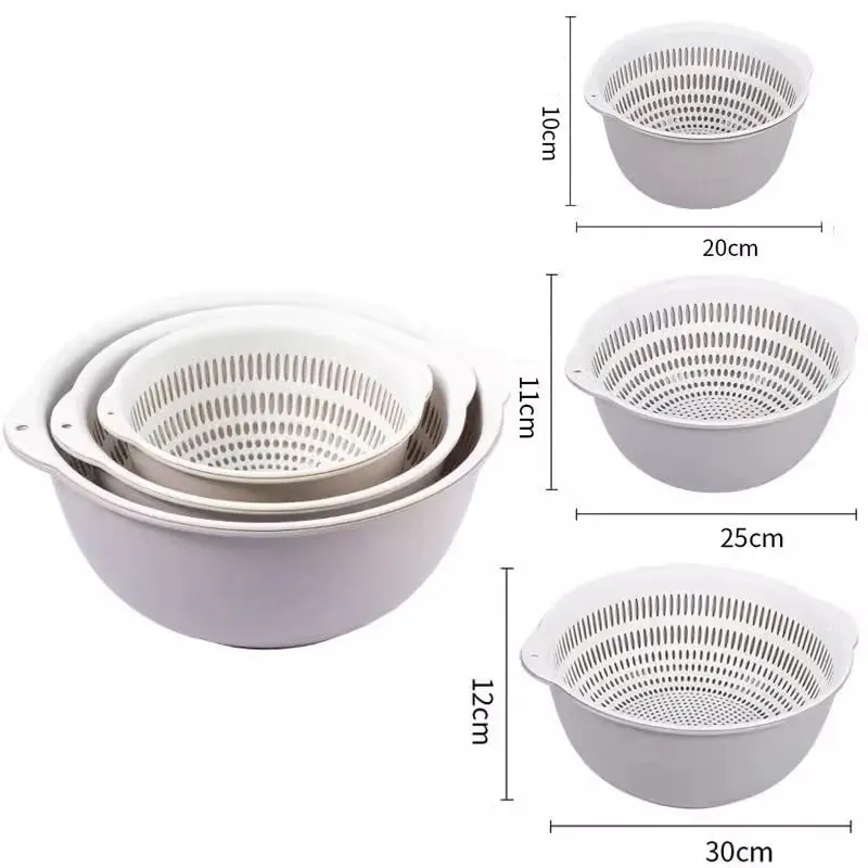 6PCS Kitchen Sink Vegetable Drainer Fruit Basket for Multifunctional 3 Size Stackable Washing Basin Vegetable Drain Basket Basin — image 12