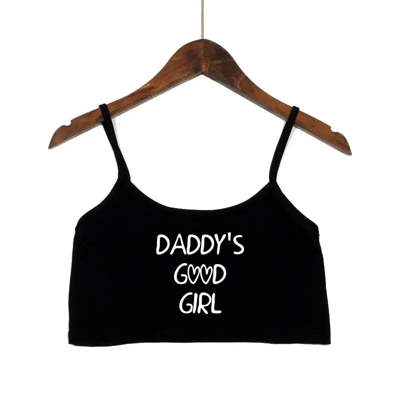Pink Letters Print Summer Women's Crop Top Sexy Elastic Cotton Camis Sleeveless Short Tank Top Bar Tops Women