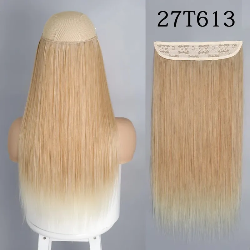 Synthetic Long Straight No Clip Invisible Line Hair Extensions 40 55 80cm Natural Brown Blonde Fake Hairpiece For Women