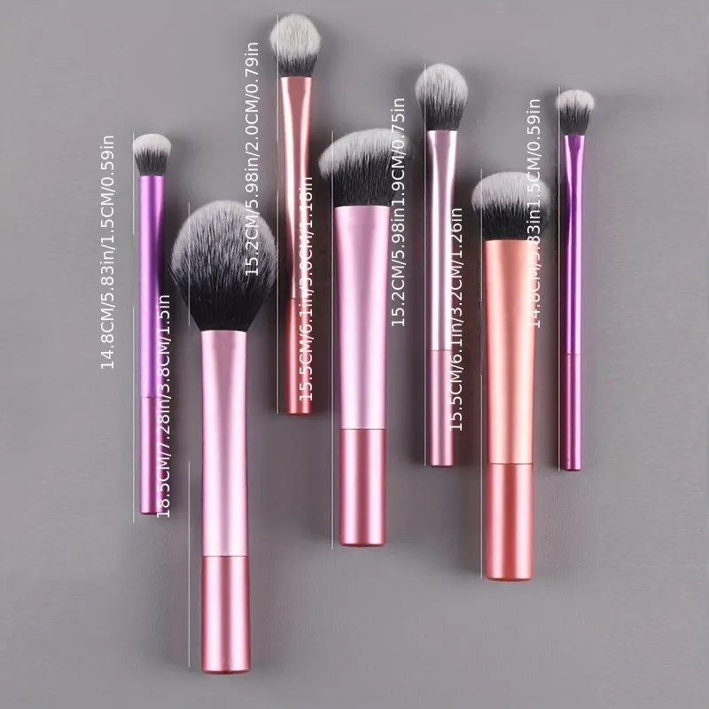 7pcs Pro Makeup Brush Set - Soft Premium Synthetic Hair Make Up Brushes Foundation Blush Eyeshadow Cosmetic Makeup Tools