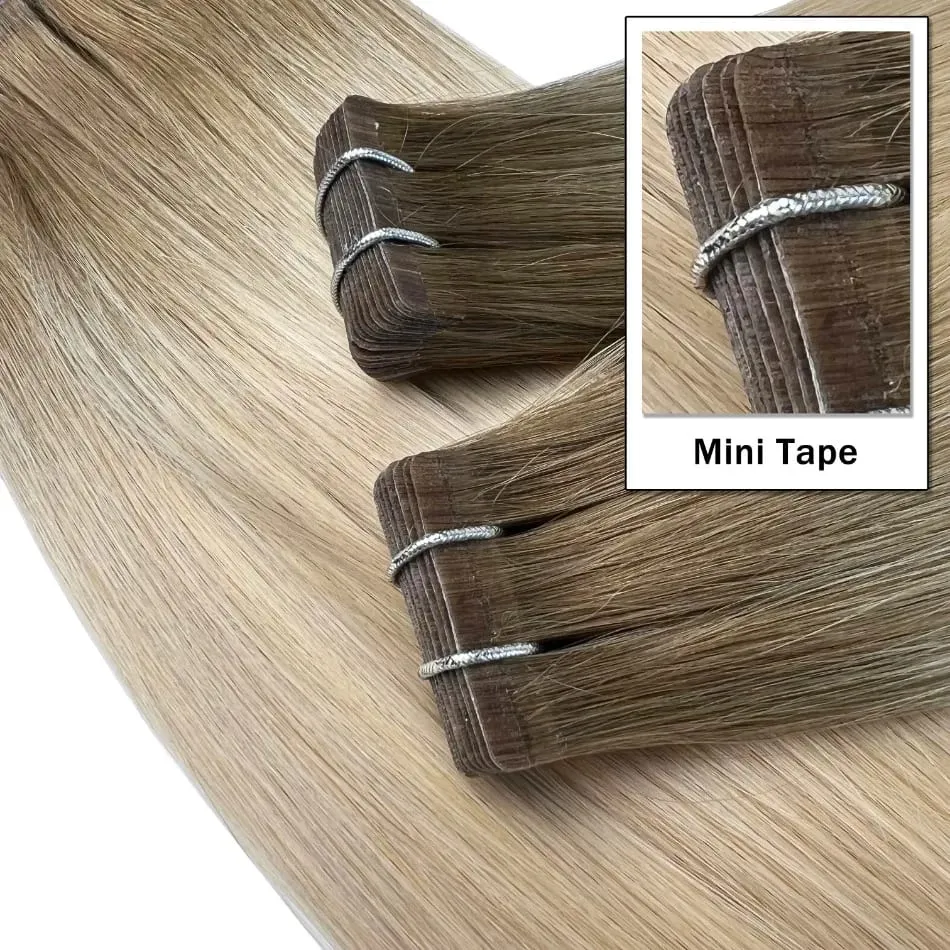 kiikiigirl tape in human hair extensions Natural Seamless Invisible SKin Weft 16"-24" human hair extensions