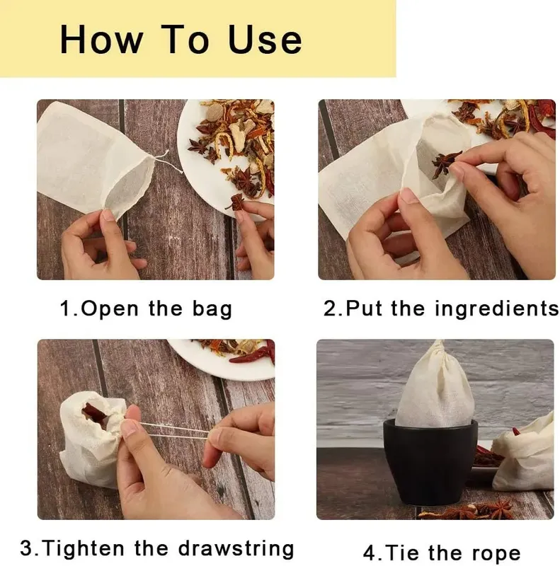 5Pcs 20x25CM Reusable Cotton Straining Bags Drawstring Muslin Cheesecloth Spice Soup Bags for Cooking Bone Broth Brew Bag Pouch