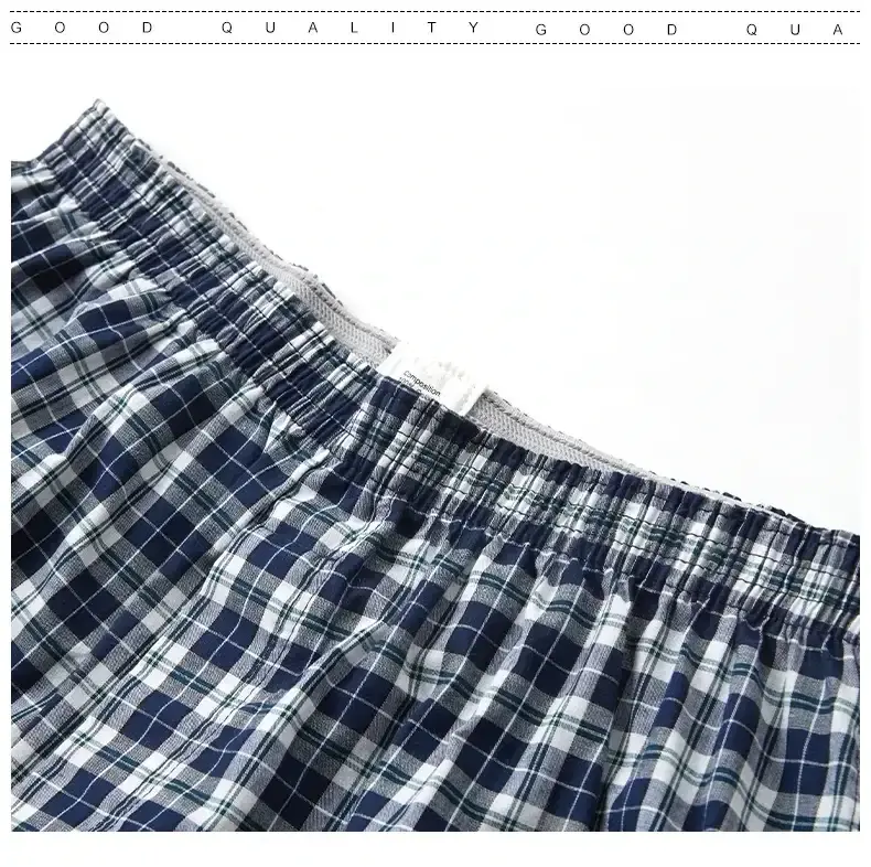 Mens Cotton Underwear Casual Boxers Plaid Elastic Waistband Boxer Shorts Button Men Boxer Underwear Comfortable Underwear S-XL
