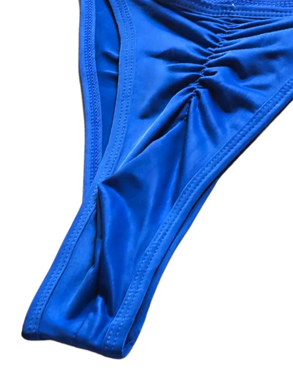 1pc Men's High Slit Ruched Thong - Ice Silky Smooth Semi Sheer, Ultra Sexy Breathable No-Stick Soft Casual Men Underwear