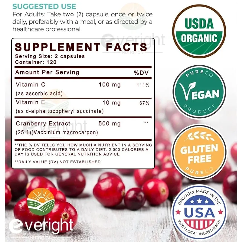 Cranberry Capsules for Women - UTI Defense Blend with Vitamin C E - Urinary Tract & Bladder Kidney Vaginal pH Health Support