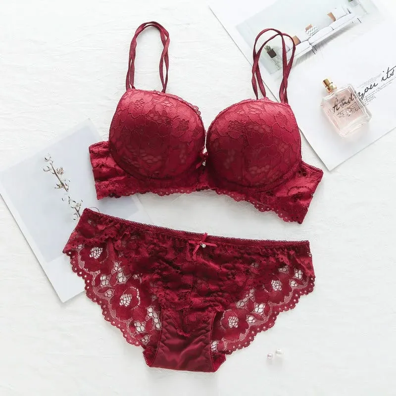 Women Lace Bras Set Low Waist Panties Underwire Top Big Size Bra Sexy Lingerie Set Female Comfortable Girls Underwear Sets Top — image 8