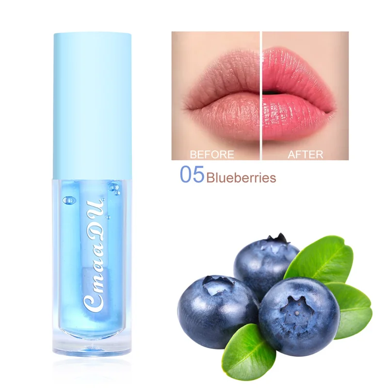 Fruit Color Changing Lip Gloss Strawberry Lip Oil Moisturizing Reduce Lips Line Liquid Lipstick Waterproof Jelly Plump Lips Care