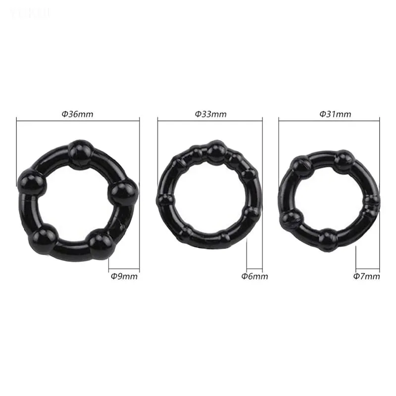 3 Pcs/Set Cock Ring Delay Ejaculation Penis Ring Sex Toys For Men Dick Enlargement Silicone Adult Supplies 18+ Stronger Erection