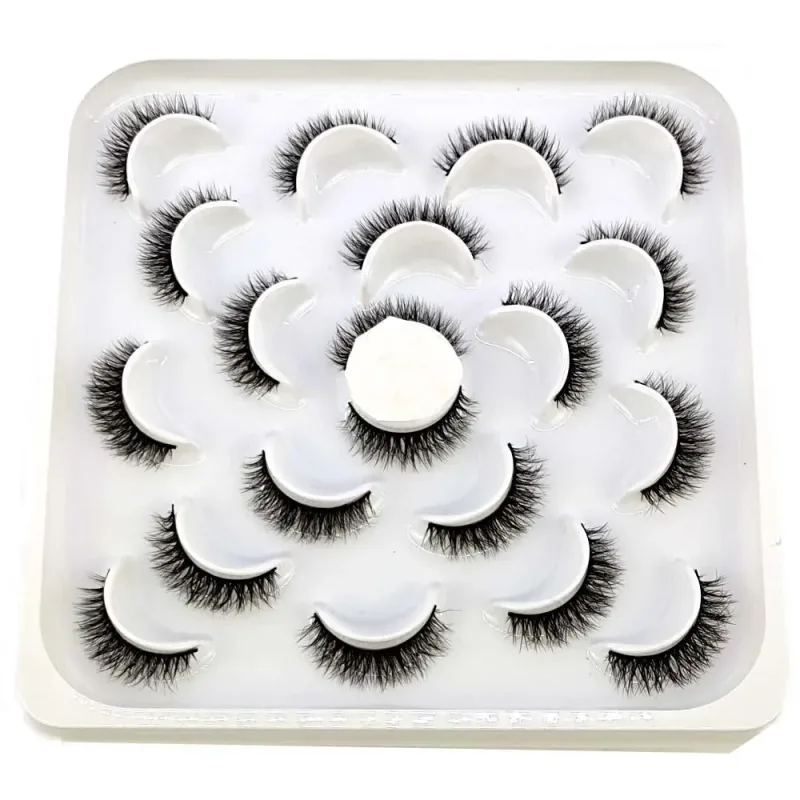 NEW 10 pairs Handmade 3d mink lashes short False Eyelashes Cross Messy Dense Natural Eye Lashes Stage Makeup False Eyelashes