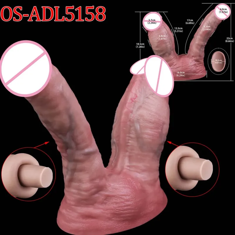 47cm realistická dlouhá dilda s dvojitou hlavou anální vaginální stimulátor Sexuální hračka s přísavkou pro lesbické páry Gay Muži Nástroje pro dospělé