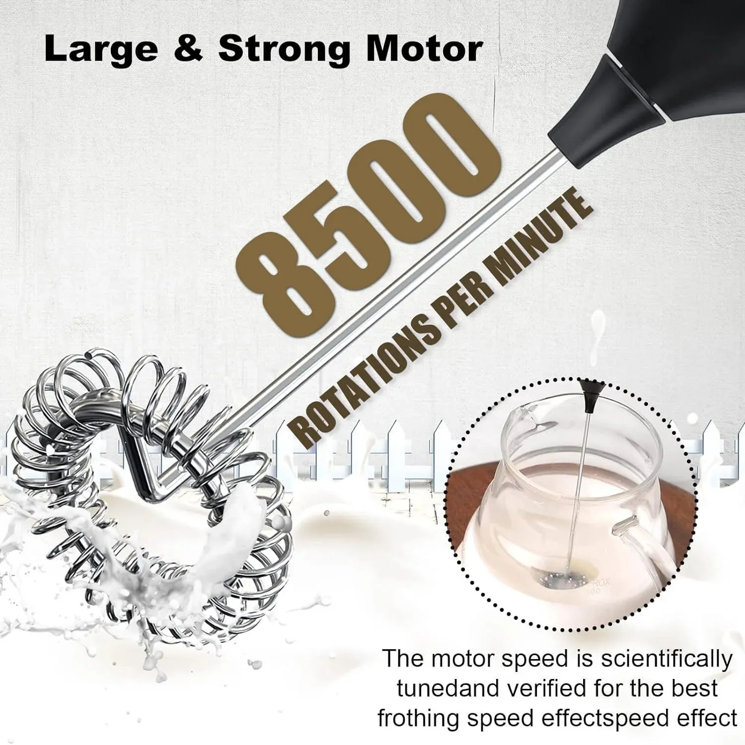 Milk Frother USB Rechargeable 3 Speeds Foam Maker Coffee Whisk Mixer Electric Handle Blender Egg Beater