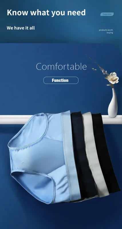 3PCS men's ice - silk underwear. Thin - style for summer, with U - convex briefs. Breathable, solid - colored shorts — image 10