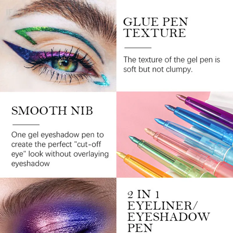 Shiny Chameleon Metallic Yellow Eyeliner Gel Pen Eyeshadow Multicolor Eye Liner Pearlescent Polarized Glitter Eye Pigment Makeup