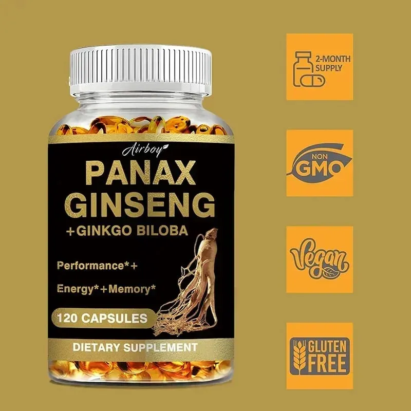Panax Ginseng + Ginkgo Biloba - Immune Support Enhance Physical Performance Improve Memory and Maintain Overall Health