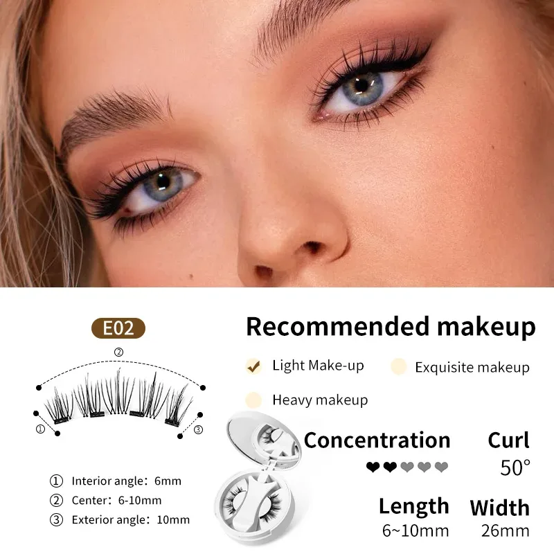 Brown Lashes 3Magnetic eyelashes integrated storage box 3D false eyelash with applicater natural thick glue-free eye lashes drop — image 11