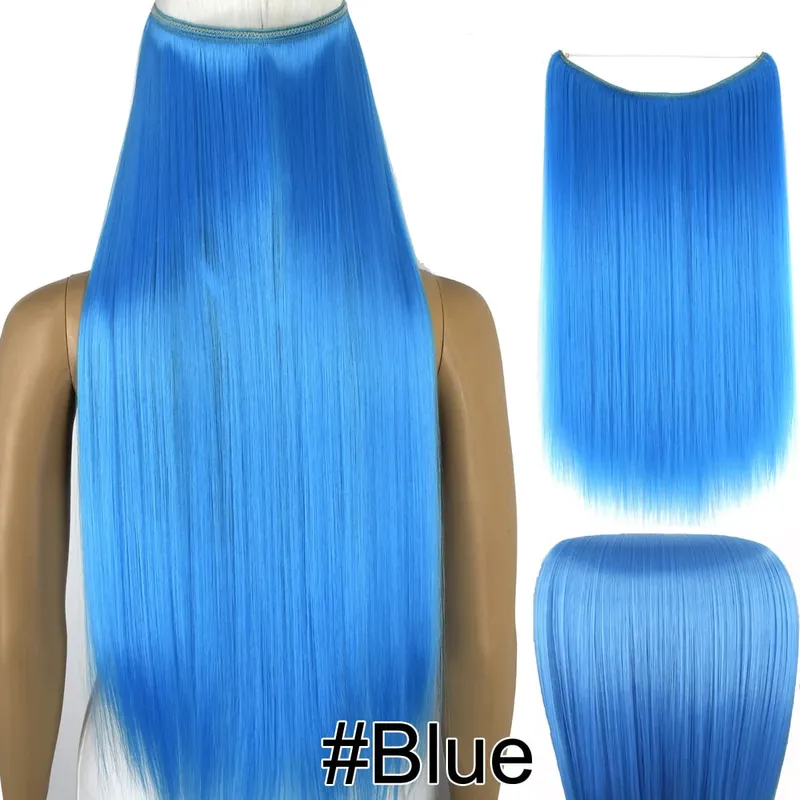 Synthetic Heat Resistant Hair Silky Straight Elasticity Invisible Wire Hair Extensions 8006