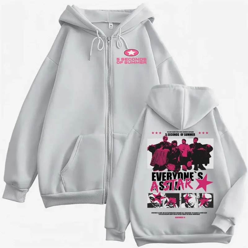 5 Seconds of Summer Everyone's A Star 2026 World Tour Zipper Hoodies Mantel Männer Frauen Harajuku Hip Hop Rock Punk Jacke Sweatshirt
