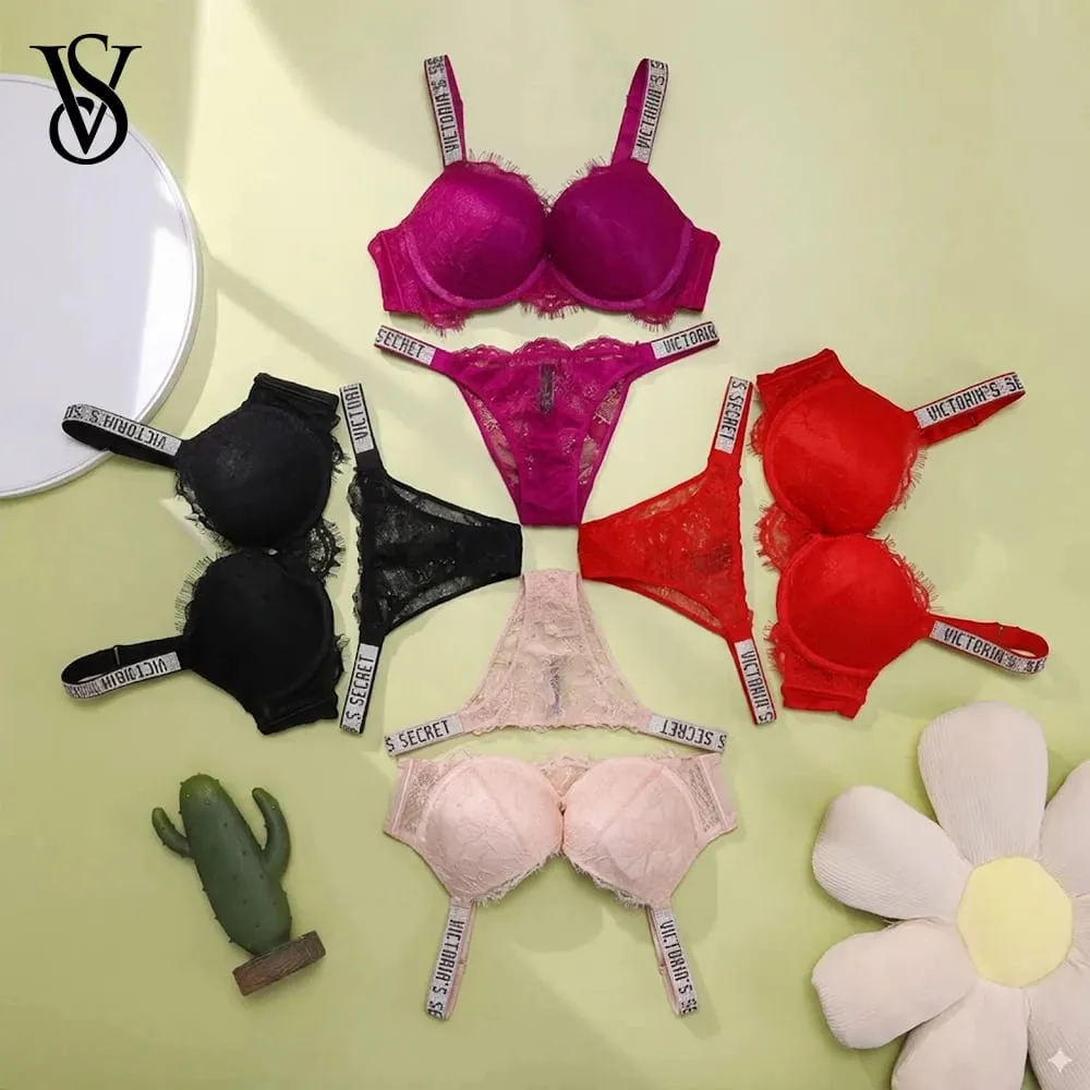 Bra and Panty Set Comfortable push up Shapewear Adjustable Padded Gathered New V Lace Lingerie Set Women's Sexy — image 1