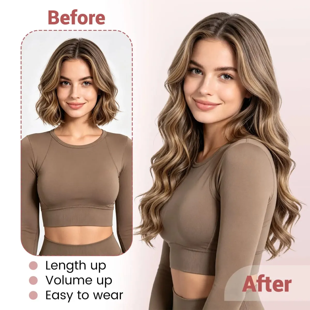 Extensions de cheveux synthétiques à clips, postiche ondulée en fibre haute température, 5 clips en une pièce, pour femmes, fête quotidienne, vacances