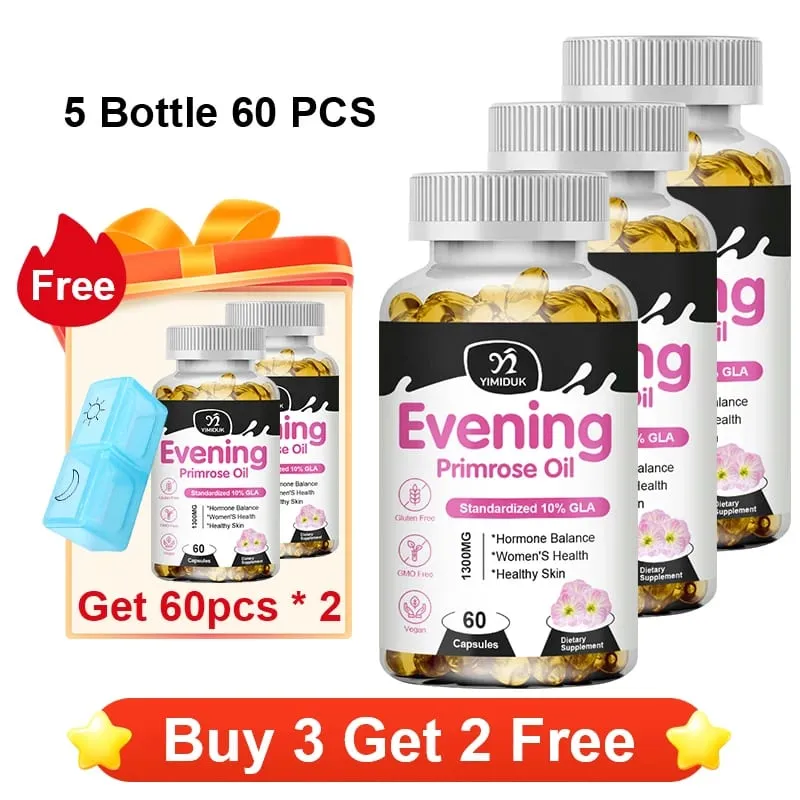 Evening Primrose Oil 1300mg with Rich GLA & Essential Nutrients Balance Hormones Support Women's Comfort & Enhance Skin Health