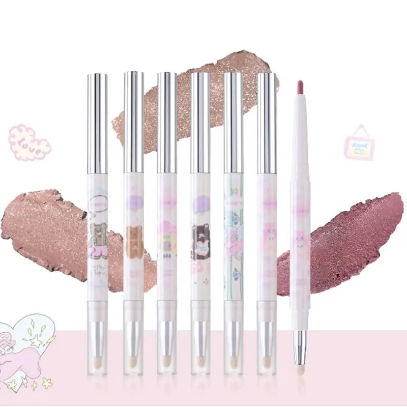 Eyeliner Gel Pen Double Head Silkworm Shadow Eye Shadow Pencil Set for Women Waterline Waterproof Smudge Proof — image 2