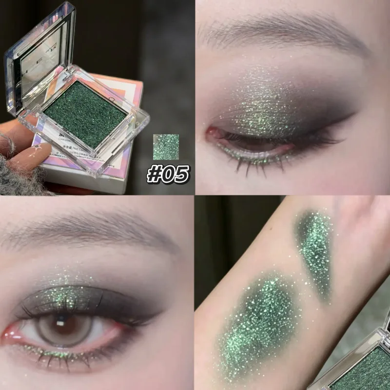 Monochrome Blue Metallic Eyeshadow Diamond Glitter Green Eye Shadow Highlighter Palette Sparkling Pearlescent Purple Eyes Makeup — image 8