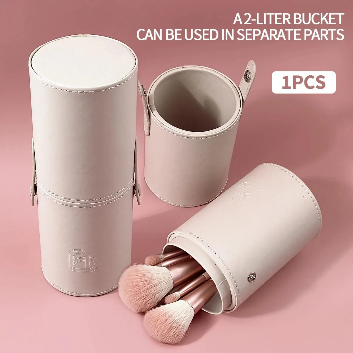 1PC Cylindrical Makeup Brush Holder PU Leather Cosmetic Storage Box Waterproof Dustproof Portable Makeup Brushes Organizer Trave