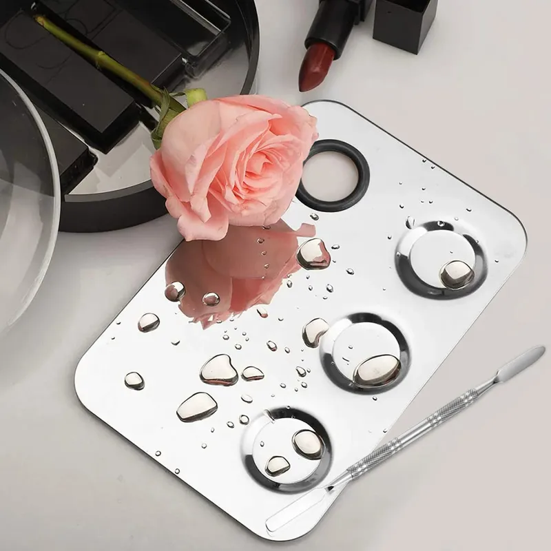 Stainless Steel Nail Art Palette Set for Professional Blending of Nail Polish Makeup Foundations Lipsticks Pigments Salon Home