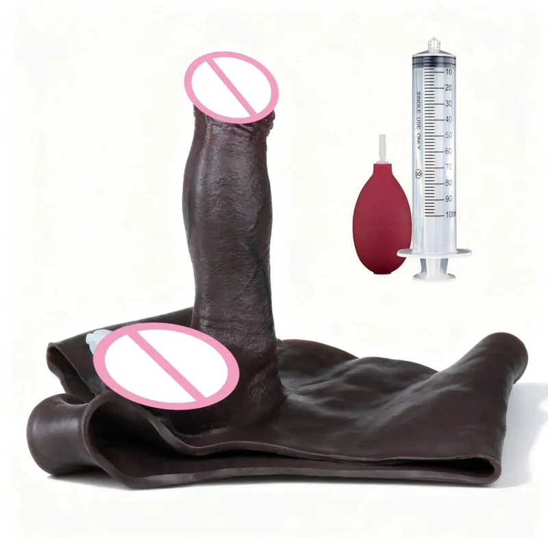 Black Nude Strapon Big Realistic Ejaculation Dildo Silicone Squirting Panties With Simulated Solid Penis Sex Toy For Women — image 40
