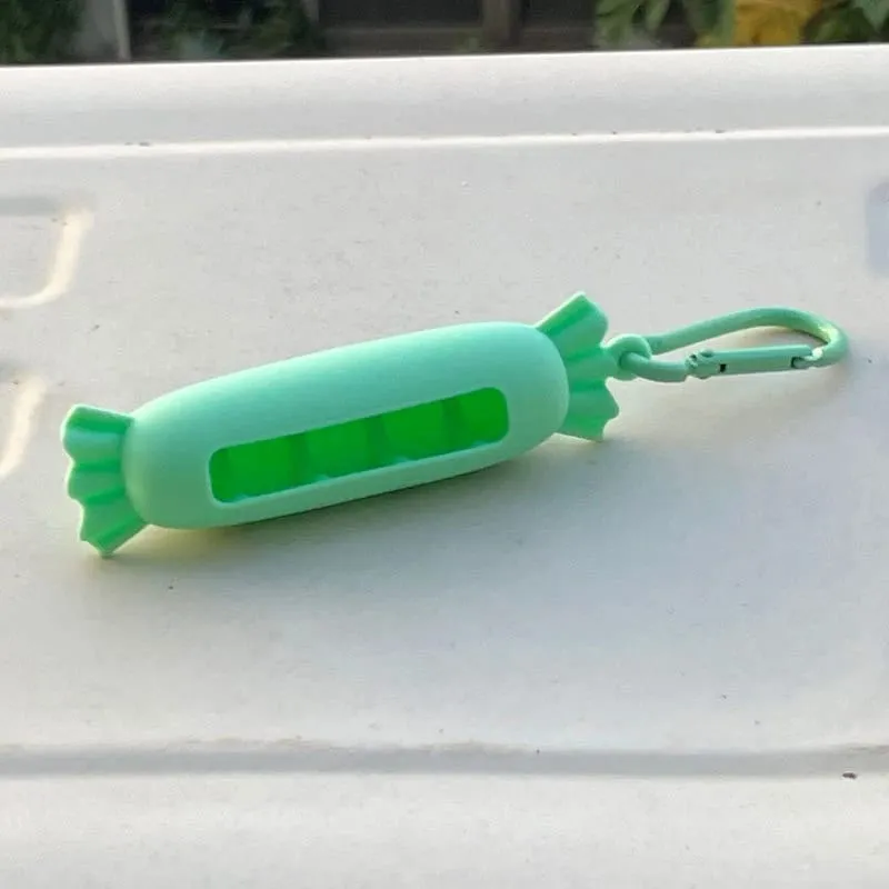 New Bow Candy Peanut Shape Silicone Lipstick Cover Keychains Solid Color Lipstick Storage Bag Light Weight Lip Balm Holder