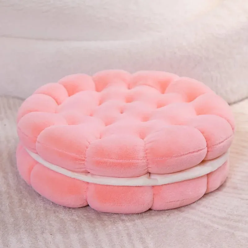 New Simulation Little Biscuits Doll Cushion Stuffed Round Cookie Plush Toys Creative Soft Pillow Chair Car Seat for Kid Gifts
