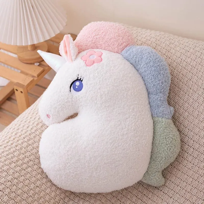 Soft Plush Rainbow Smile Pink Heart Pumpkin Throw Pillow Stuffed Hug Cushion Unicorn Plush Toy Massage Pillow for Girl Bedroom