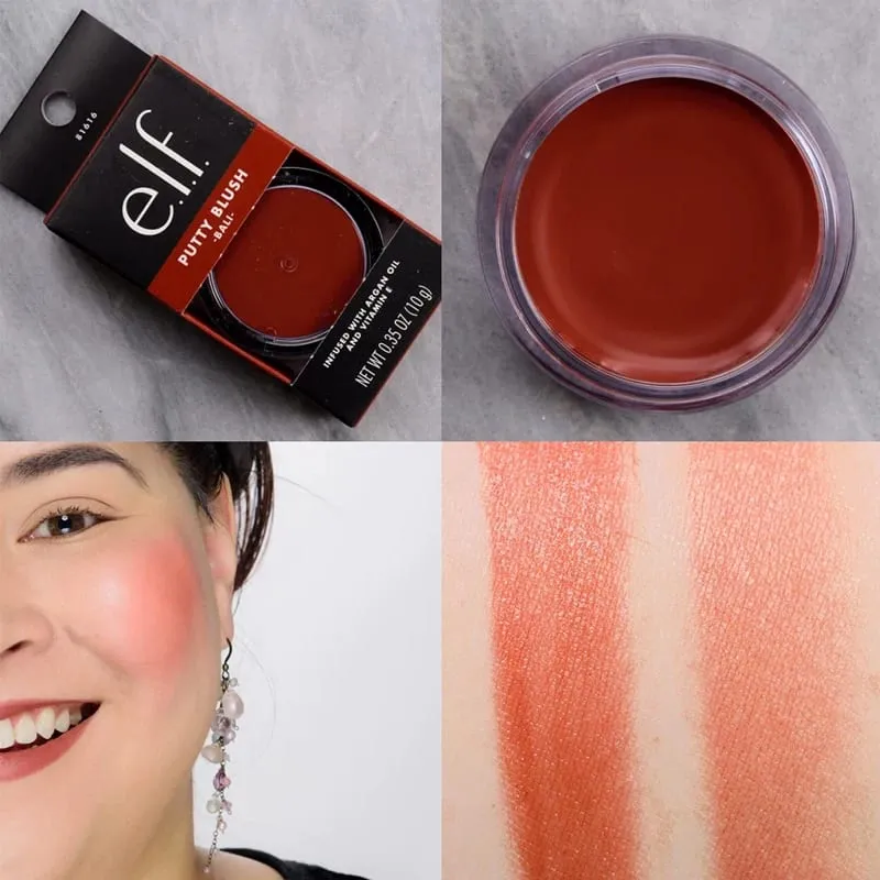 Elf Putty Blushcream Blush Balm in Pink Tones Bora Bora Matte Pearlescent and Shimmering Lip Glaze for Moisturizing Lips Makeup