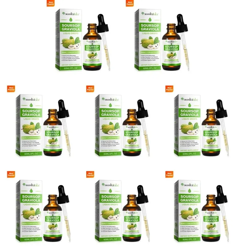 AcentiLabs Soursop Graviola Liquidหยดวิตามินซีรองรับระบบย่อยอาหารสุขภาพระบบภูมิคุ้มกันป้องกันอนุมูลอิสระ 60mlสำหรับผู้ใหญ่