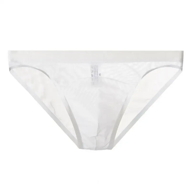 Men Seamless Ice Silk Briefs Low-rise Ultra-Thin See-through Panties Solid Color Quick Drying Underwear