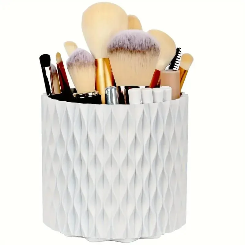 360° Rotating 5 Slot Makeup Brushes Holder Organizer Multi-Functional Desk Storage Cosmetics Storage for Vanity Desktop Bathroom — image 12