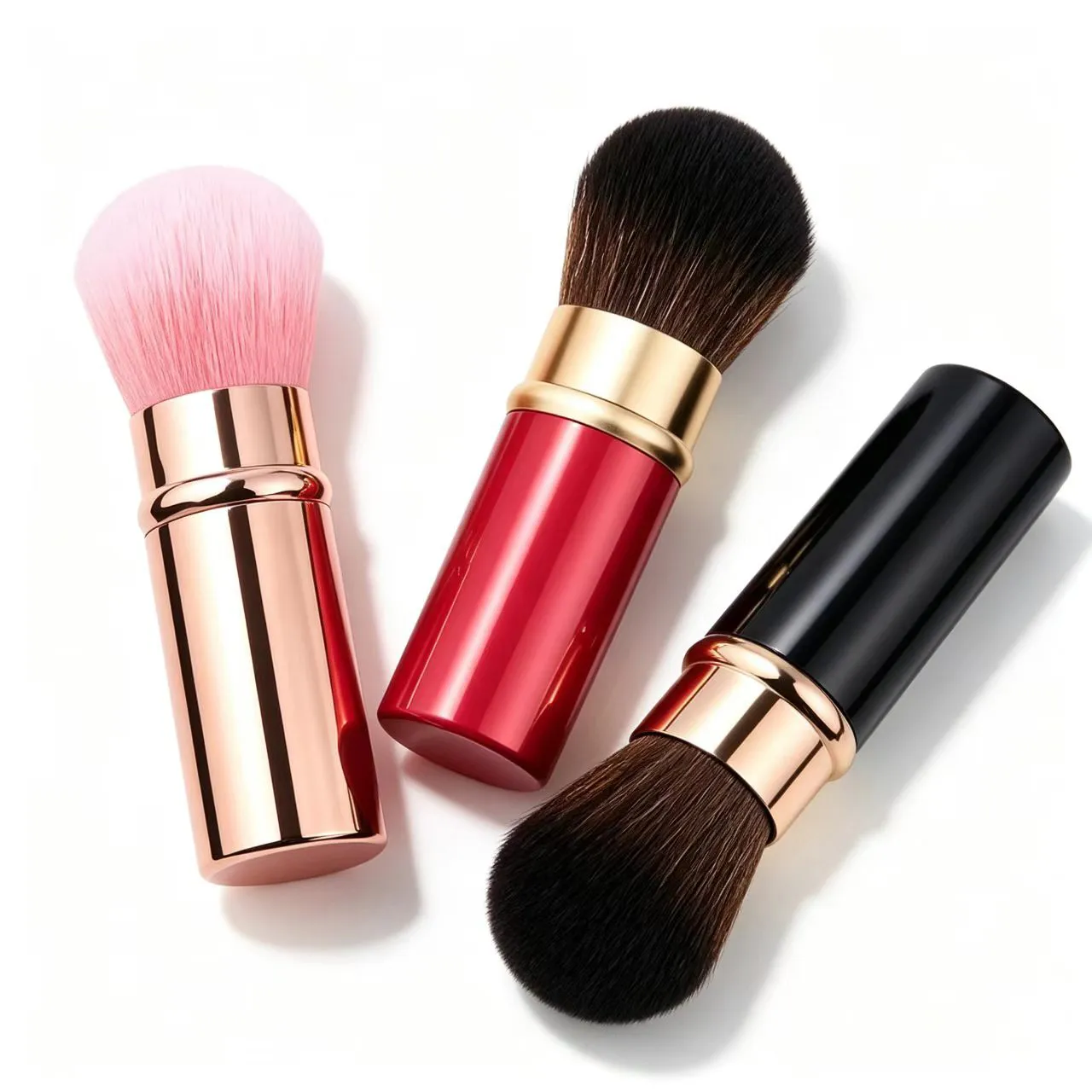 Travel-Ready Portable Telescopic Makeup Brushes Set - Metal Handle for Blush Contouring Powder Perfect Compact Size for On-the-G