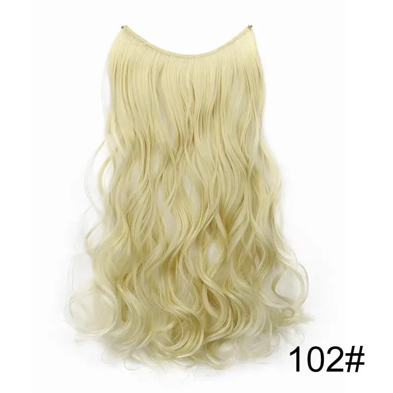18Inch Synthetic Long Wavy Curly Halo Hair Invisible Fish Line Hair Extensions Heat Resistant Fiber Hairpiece For Women — image 13