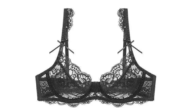French Romance Lace Bralette Push Up Bra Ultra Thin Non Padded Wirefree Unlined Big Bust Minimizer Lingerie Set BANERDANNI S-XL