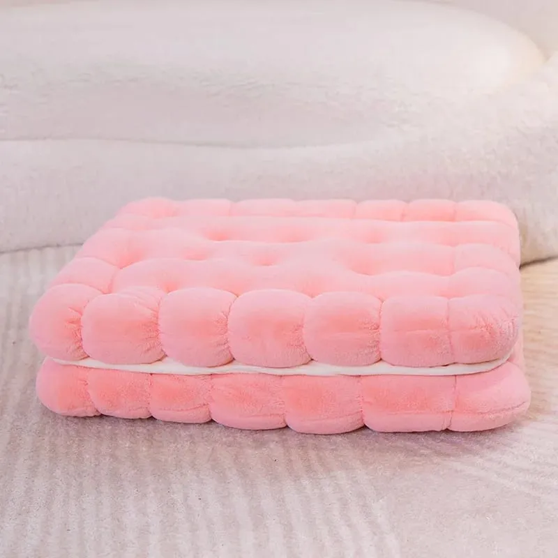 New Simulation Little Biscuits Doll Cushion Stuffed Round Cookie Plush Toys Creative Soft Pillow Chair Car Seat for Kid Gifts