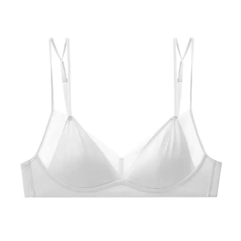 Modish Leopard Intimate Set Non-wire Thin Triangle Bra Breathable Summer Nude Fabric Small Chest Firm Gathering Womens Indoor