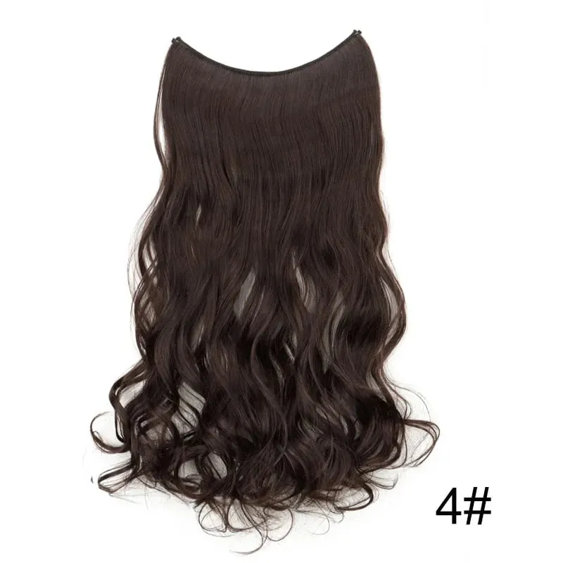18Inch Synthetic Long Wavy Curly Halo Hair Invisible Fish Line Hair Extensions Heat Resistant Fiber Hairpiece For Women — image 9