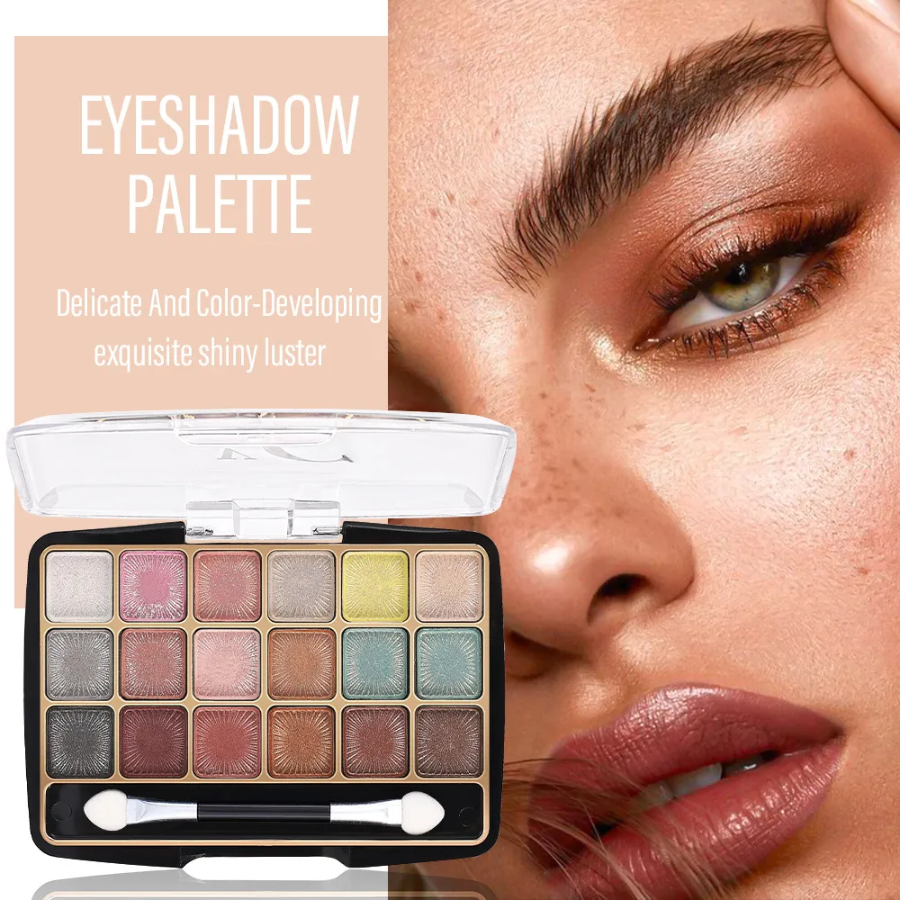 18‑Colors Shimmer Matte Eyeshadow Palette with Double‑Ended Eyeshadow Brush Multi‑Tone Earth Tone Glitter Eye Makeup Palette — image 5