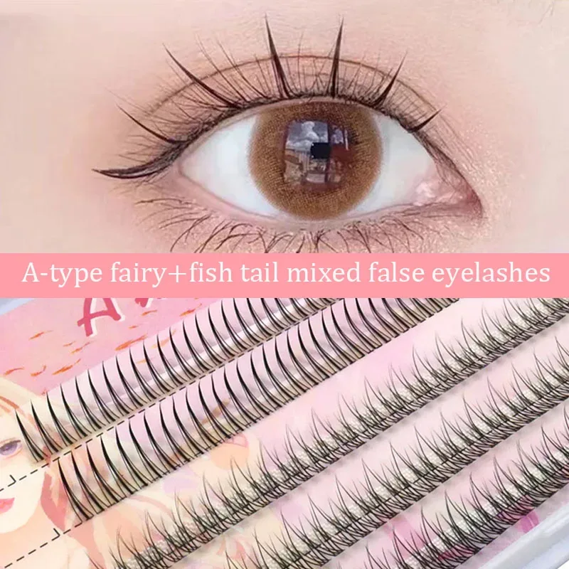 Anlinnet Fishtail + A-type Mixed Hair Five Rows Mixed Natural False Eyelashes Self-Grafting Single Cluster Eyelashes Eye Lash Fa
