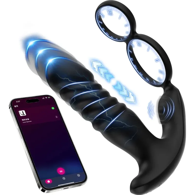 Male Thrusting Vibartor Prostate Massager APP Control Vibrator for Men Delayed Ejaculation Cork Ring Butt Plug Sex Toy for Adult — image 8