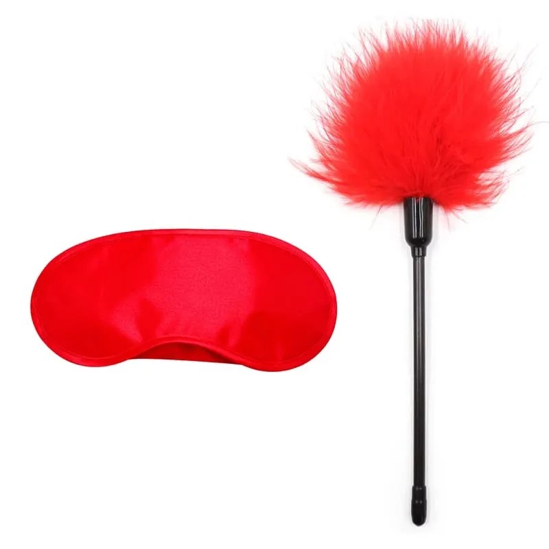 Mga Sex Toys Para sa Babae Bdsm Set Sexy Leather Plush Sex Toys Bondage Kit Mga Posas Feather Blindfold Fetish Flirt Goods Para sa Matanda