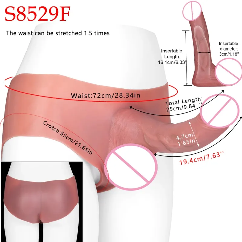 Manchon de pénis réaliste taille haute, sangle sur gode creux, culotte en Silicone, extension de bite, jouet sexuel pour hommes