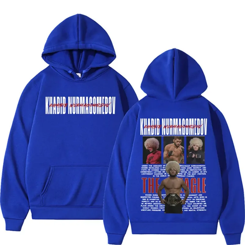 Khabib Nurmagomedov THE EAGLE Merch Sweatshirt Vêtements pour hommes Harajuku Classique Sweats à capuche surdimensionnés Polaire Sweat à capuche confortable de haute qualité